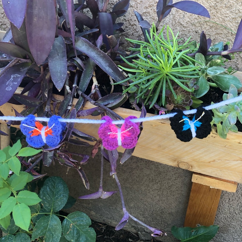 🎉HP🎉🌈Handmade Crochet Rainbow Butterfly Garland🌈 - Picture 8 of 10